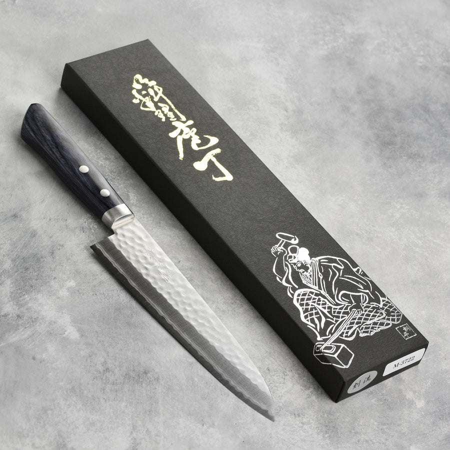 Masutani VG10 Hammered Damascus 7" Gyuto, Blue Handle