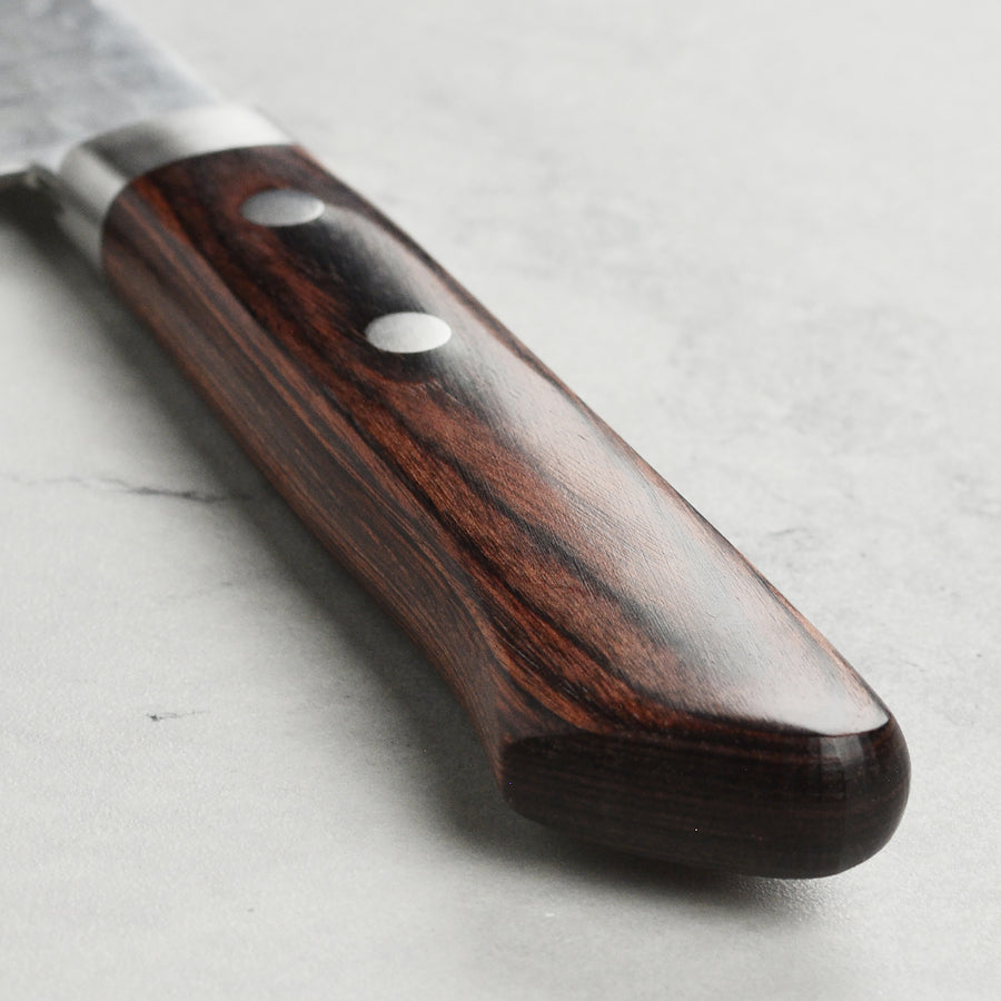 Masutani VG10 Hammered Damascus 6.7" Nakiri, Brown Handle