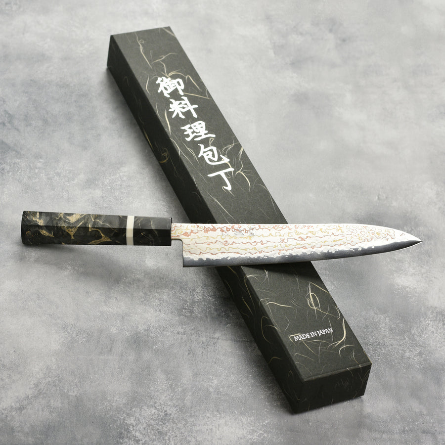 Hatsukokoro Hayabusa Aogami #2 Rainbow Damascus 8.25" Gyuto