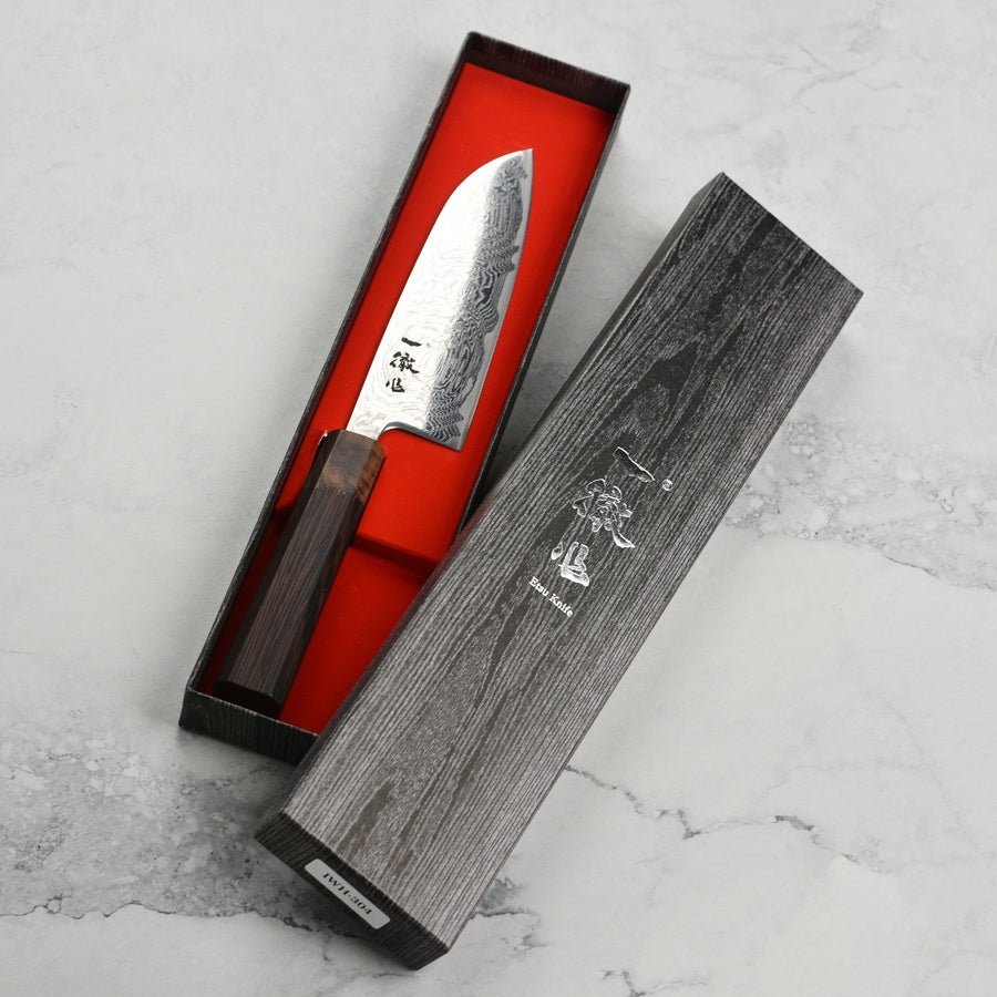 Ittetsu AUS10 Spiral Damascus 6.5" Santoku