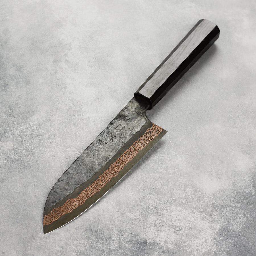 Hatsukokoro Yorokobi SLD Kurouchi Copper Damascus 7" Santoku