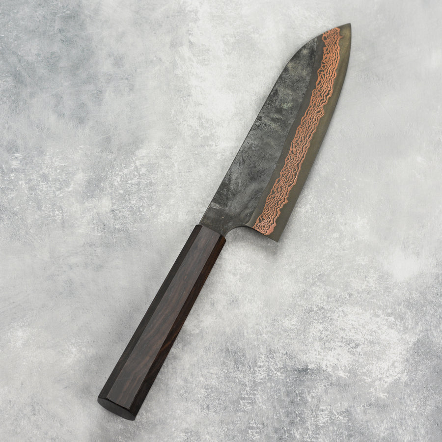 Hatsukokoro Yorokobi SLD Kurouchi Copper Damascus 7" Santoku