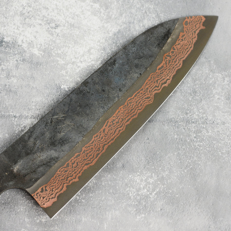 Hatsukokoro Yorokobi SLD Kurouchi Copper Damascus 7" Santoku