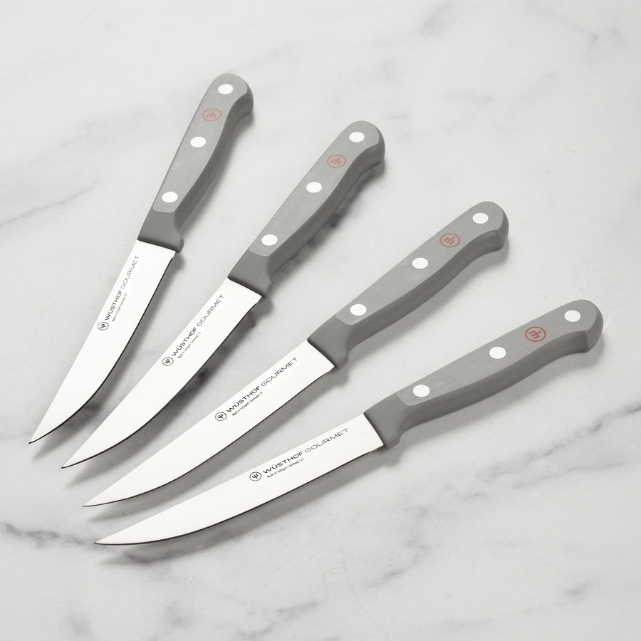 Wusthof Gourmet 4 Piece Steak Knife Set with Grey Handles