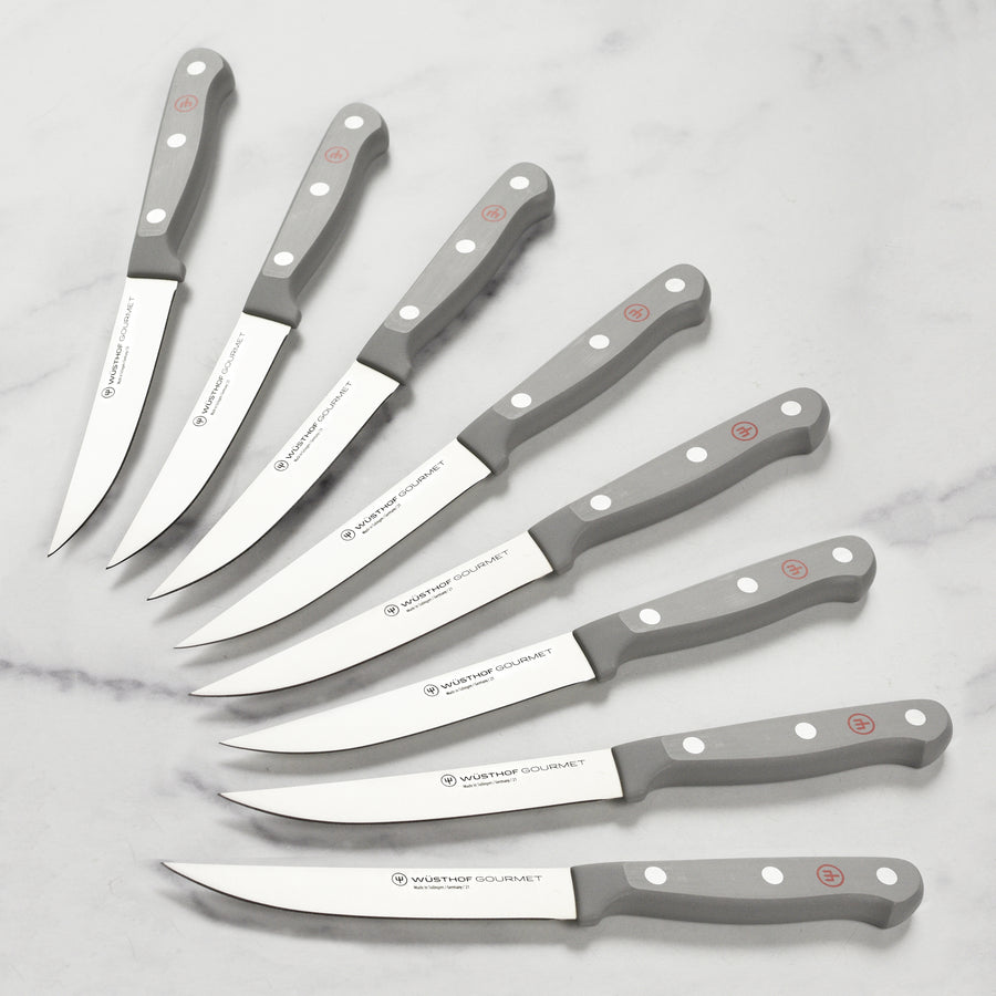 Wusthof Gourmet 8 Piece Steak Knife Set with Case, Grey Handles
