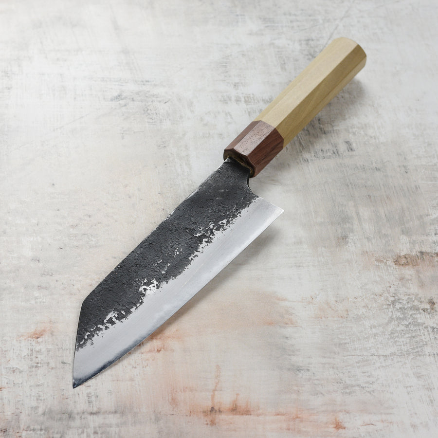 Mazaki Shirogami #2 Kurouchi Nashiji 7" Santoku