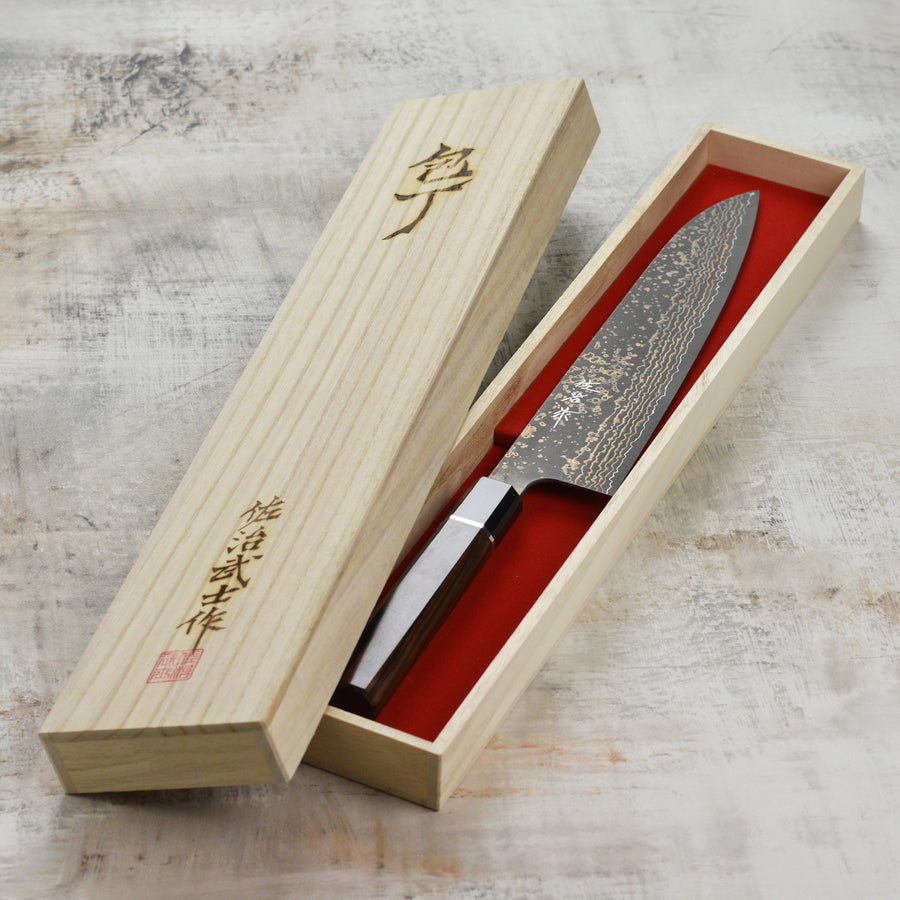 Takeshi Saji Rainbow Black Damascus Knife