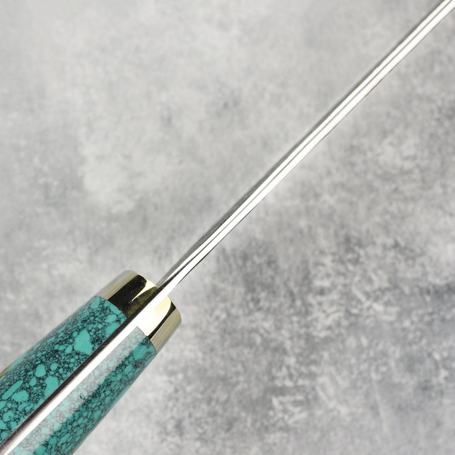 Nigara SG2 Kurouchi Tsuchime 11.8" Sakimaru Sujihiki, Green Turquoise