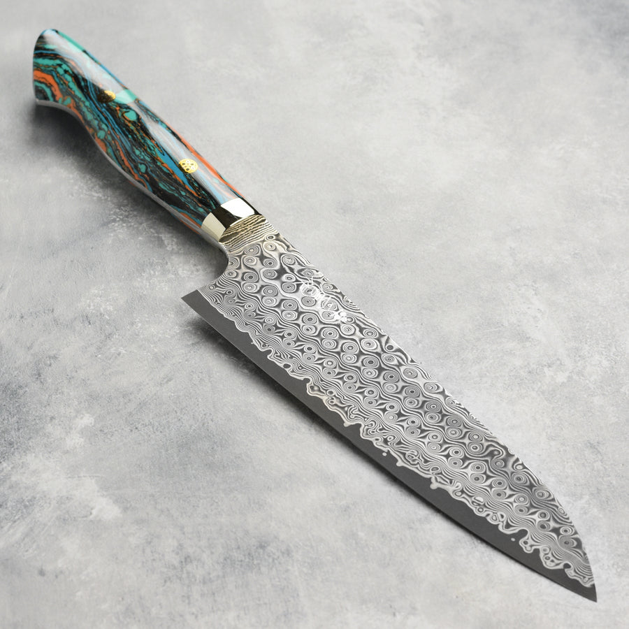 Nigara Anmon SG2 Damascus 8.25" Gyuto, Marble Turquoise