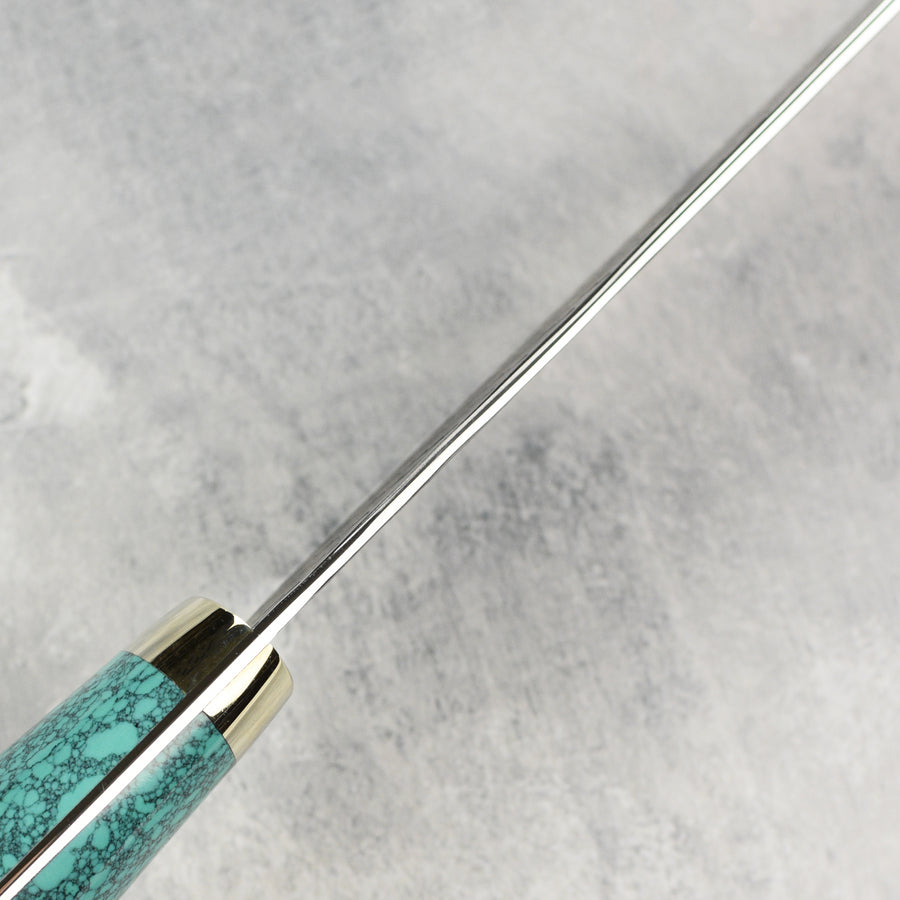 Nigara SG2 Kurouchi Tsuchime 10" Kiritsuke Sujihiki, Green Turquoise