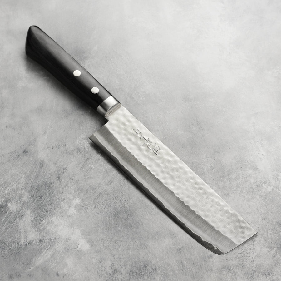 Masutani VG1 Hammered 6.7" Nakiri, Black Handle