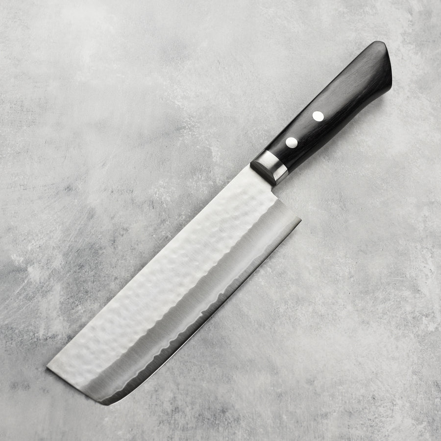 Masutani VG1 Hammered 6.7" Nakiri, Black Handle