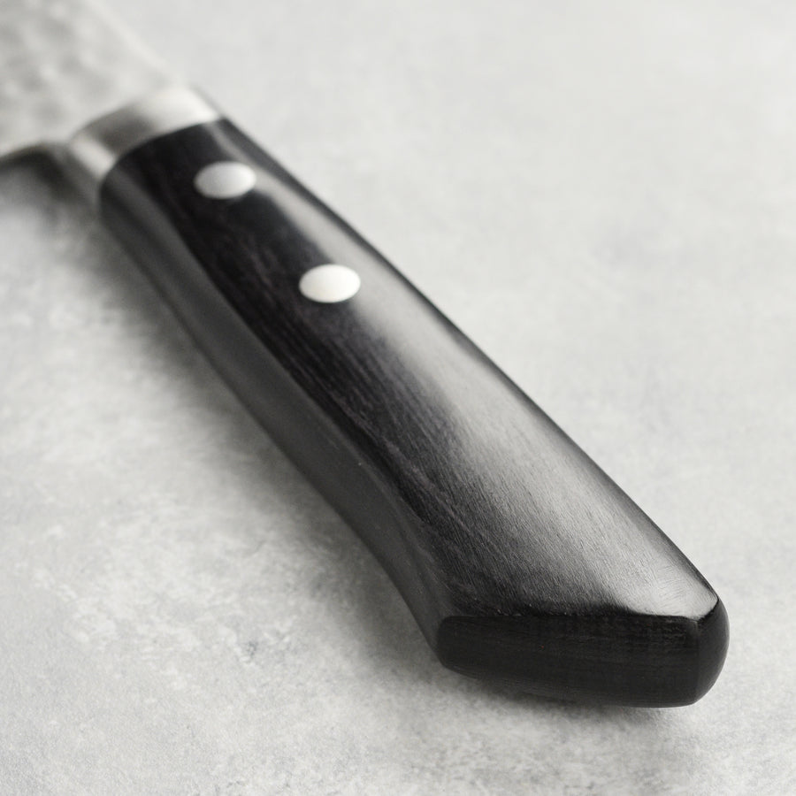 Masutani VG1 Hammered 5" Santoku, Black Handle