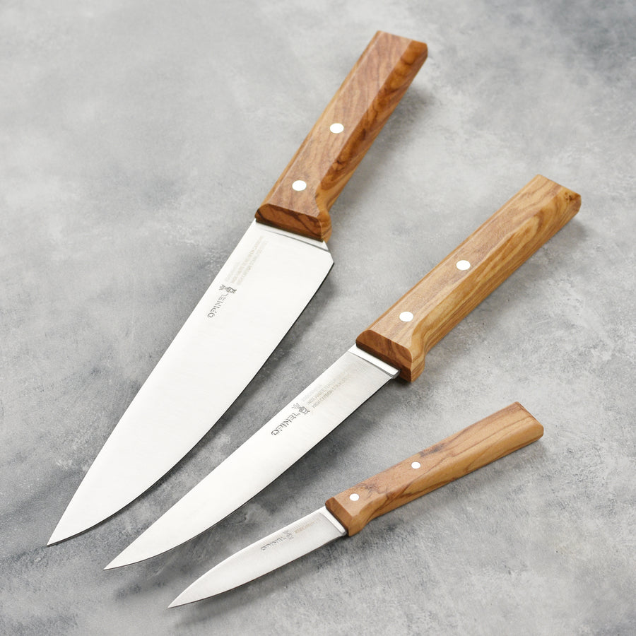 Opinel 3 Piece Parallele Olivewood Trio Chef Knife Set