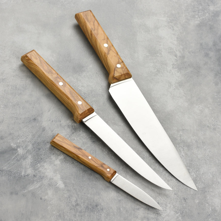 Opinel Parallele Olivewood 3 Piece Knife Set