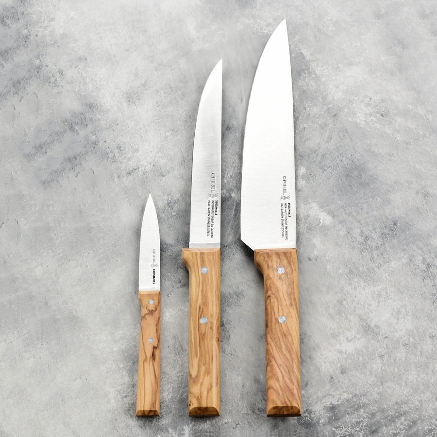 Opinel Parallele Olivewood 3 Piece Knife Set