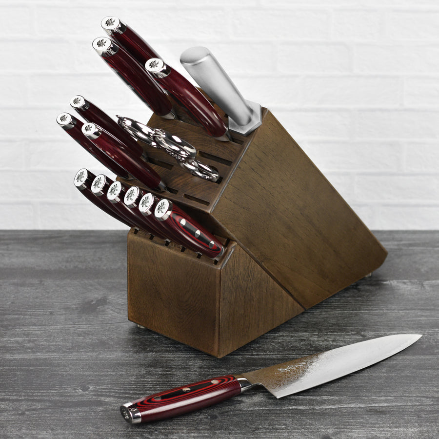 Yaxell Super Gou SG2 16 Piece Dark Ash Knife Block Set