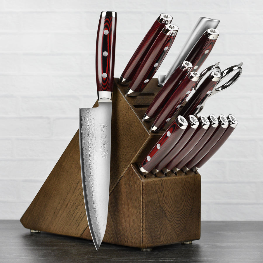 Yaxell Super Gou SG2 16 Piece Dark Ash Knife Block Set