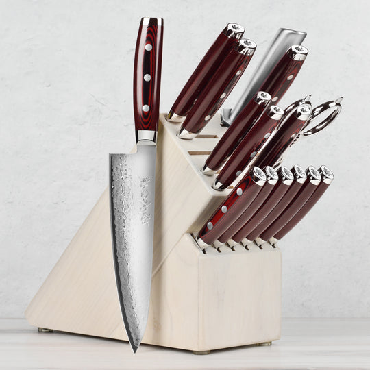 Yaxell Super Gou SG2 16 Piece Gray Ash Knife Block Set