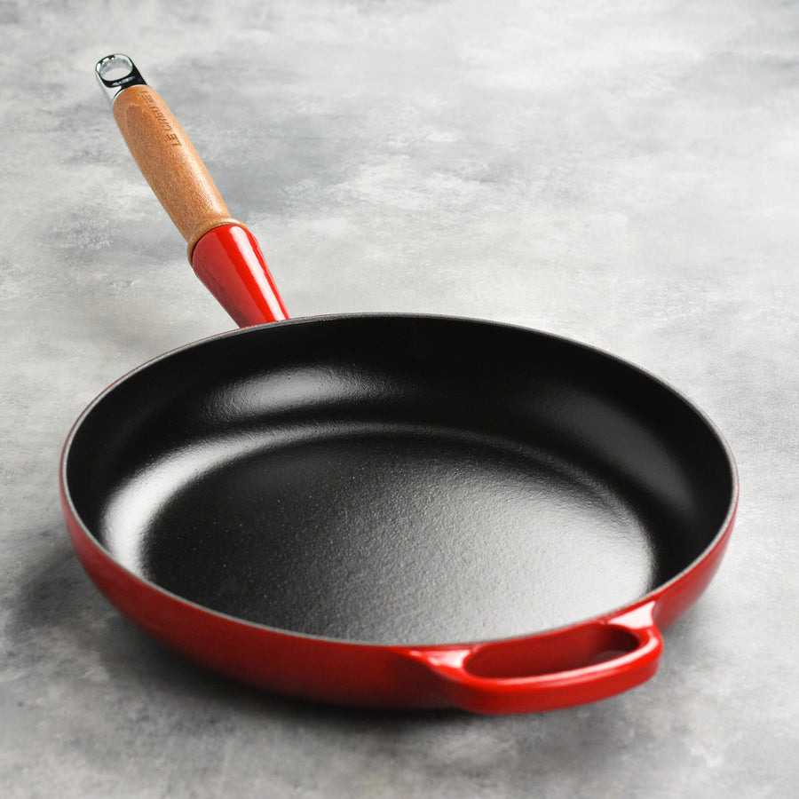 Le Creuset Cast Iron 10.25" Cerise Fry Pan with Wood Handle