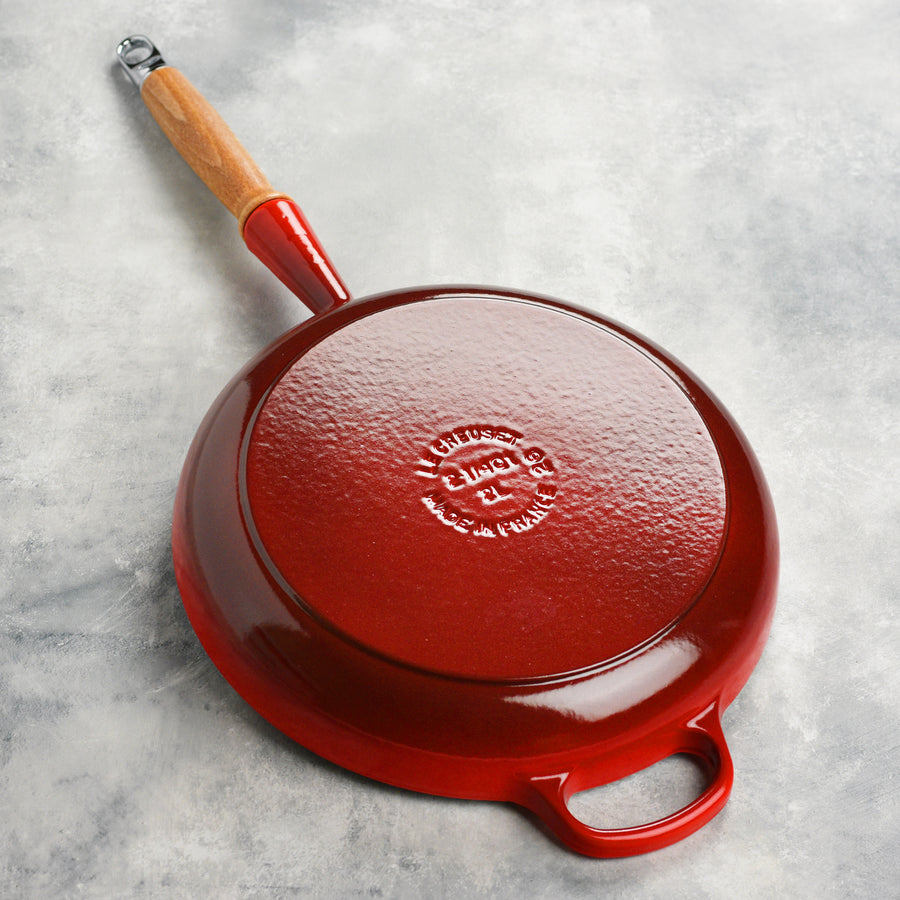 Le Creuset Cast Iron 10.25" Cerise Fry Pan with Wood Handle