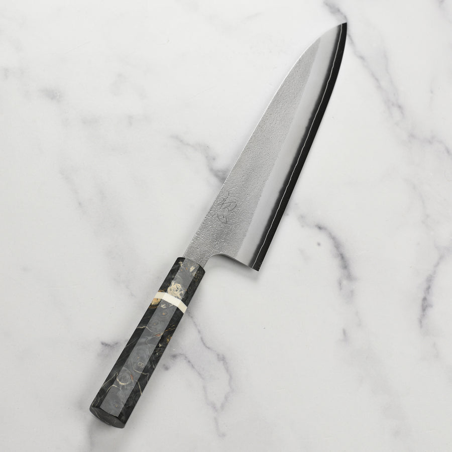 Yoshikane SKD Nashiji Stainless Clad 9.4" Gyuto, Extra Tall