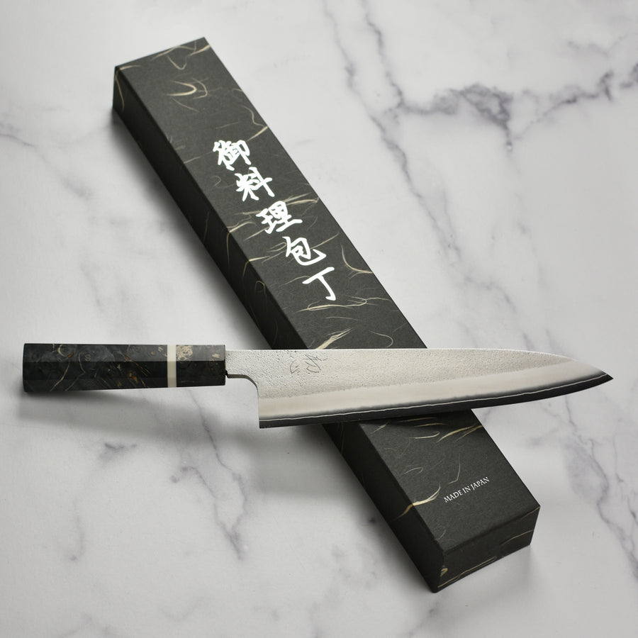 Yoshikane SKD Nashiji Stainless Clad 9.4" Gyuto, Extra Tall