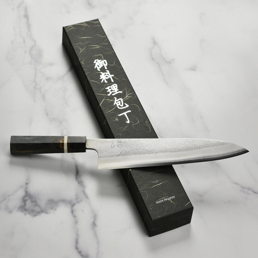 Yoshikane SKD Nashiji Stainless Clad 10.6" Gyuto, Extra Tall