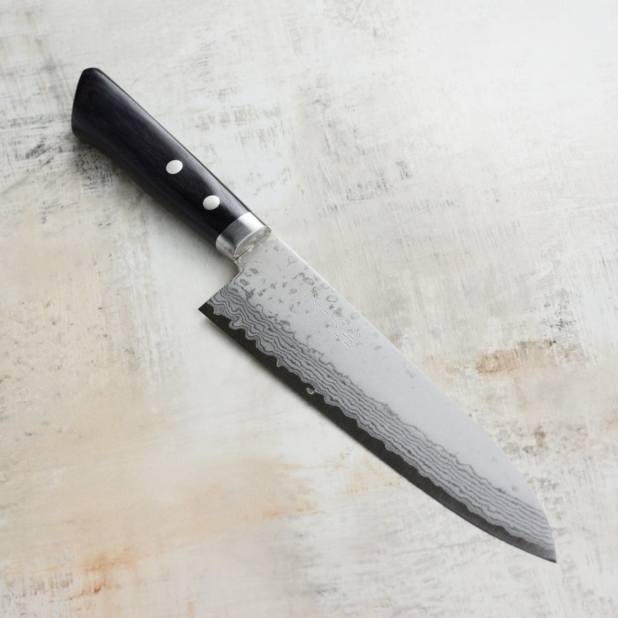 Masutani VG10 Damascus 7" Gyuto, Black Handle