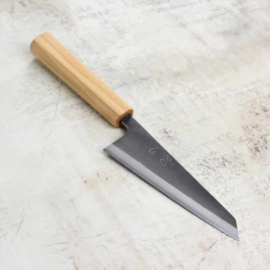 Yoshikane Shirogami #2 Kurouchi Stainless Clad 5.9" Honesuki, Olivewood