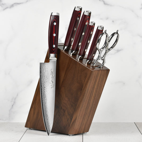 Yaxell Super Gou Knife Block Set - 7 Piece Walnut – Cutlery and More