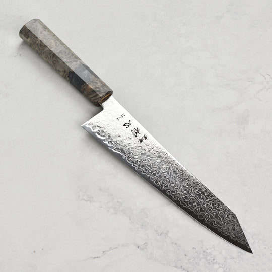 Hatsukokoro Ryuhyo SG2 Damascus 8.25" Kiritsuke Gyuto, Stabilized Birch