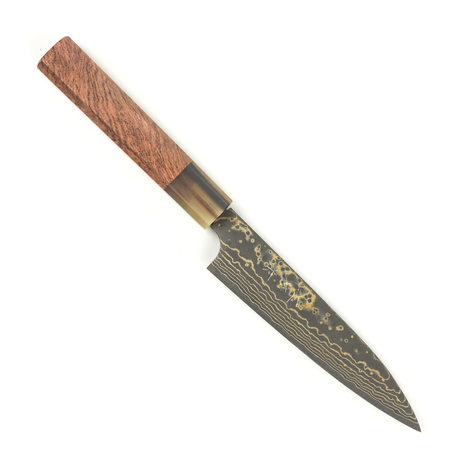 Saji Black Gold Rainbow Damascus Petty, 150mm (5.9