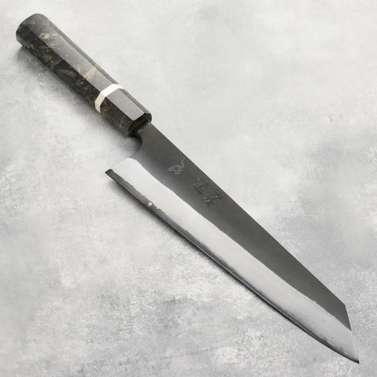 Hatsukokoro Shinkiro Aogami Super Kurouchi Damascus 9.4" Kiritsuke, Stabilized Birch