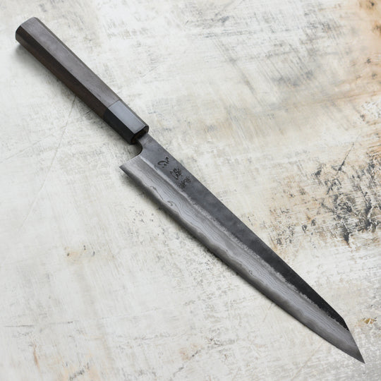 Hatsukokoro Kumokage Aogami #2 Kurouchi Damascus 9.8" Sujihiki