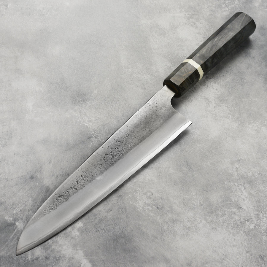 Yoshikane Shirogami #2 Nashiji Stainless Clad 9.4" Gyuto, Stabilized Birch