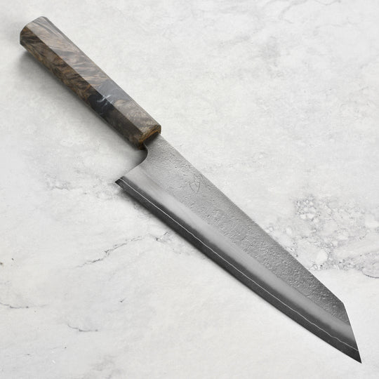 Yoshikane SKD Nashiji Stainless Clad 8.25" Kiritsuke, Stabilized Birch