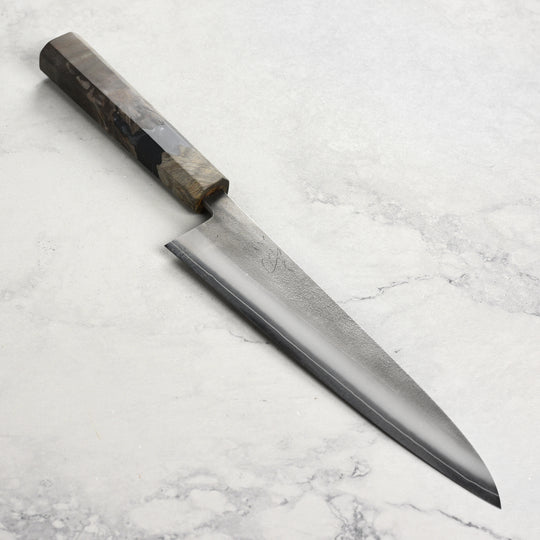 Yoshikane SKD Nashiji Stainless Clad 8.25" Gyuto, Stabilized Birch