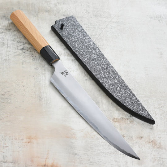 Takayuki x Itsuo Doi Homura Aogami #2 9.4" Sujihiki with Saya