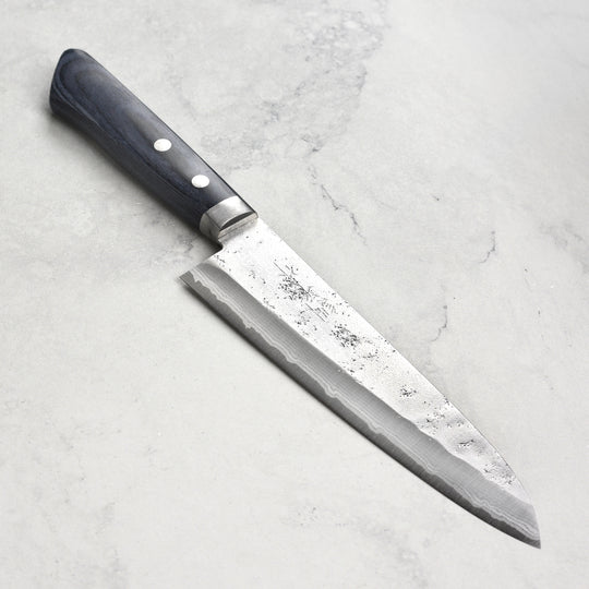 Masutani VG10 Damascus Nashiji 7" Gyuto, Blue Handle