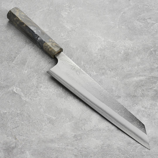Yoshikane SKD Nashiji Stainless Clad 9.4" Kiritsuke, Stabilized Birch