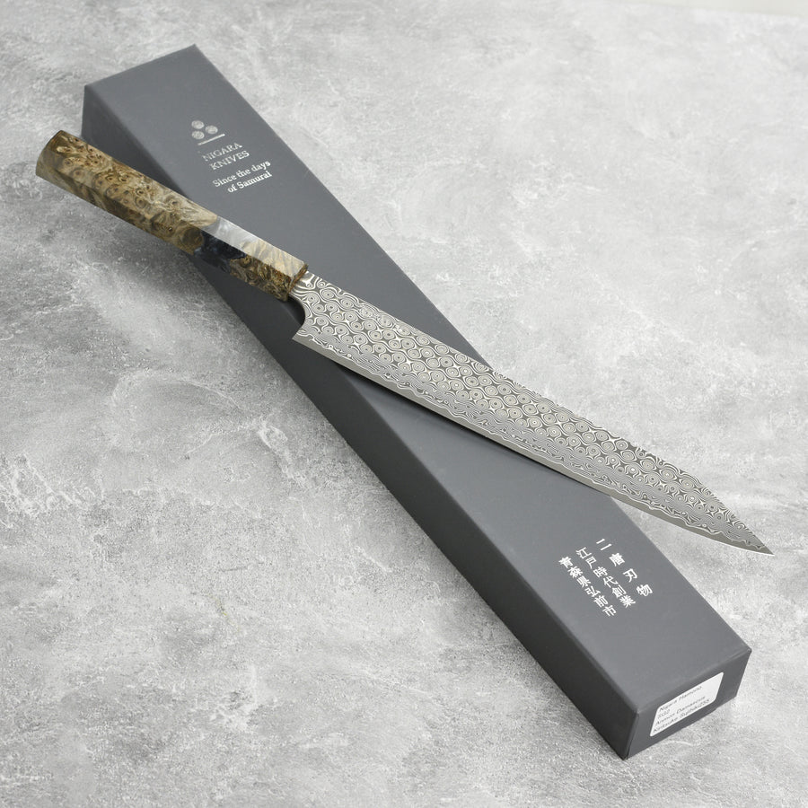 Nigara Anmon SG2 Damascus Kiritsuke Sujihiki, 10