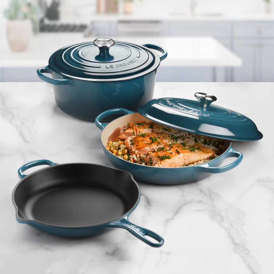 Le Creuset Cast Iron Cookware Set - Deep Teal - 5 Piece – Cutlery and More