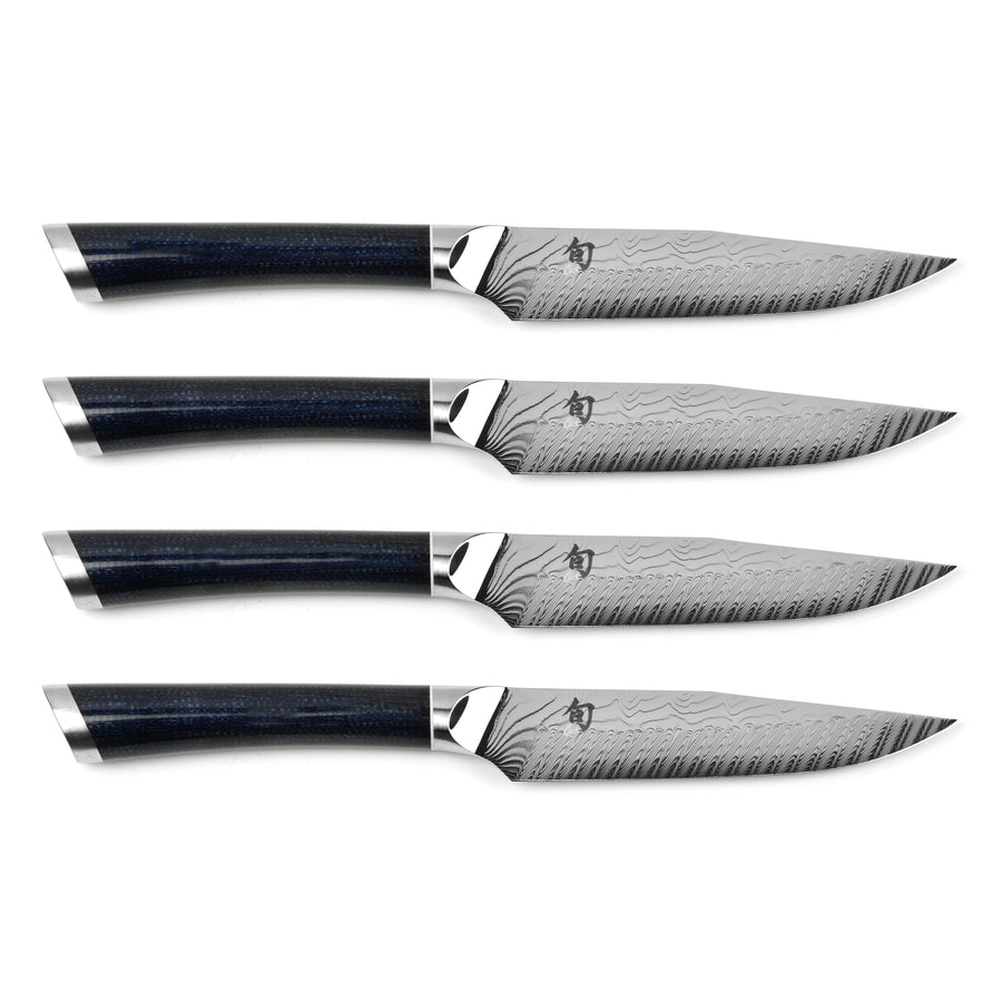 Teach My 4種類 Shun Shiranami Steak Knife Set, 4 Piece, Dual Core Japanese