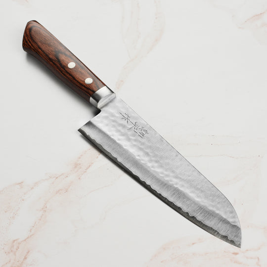 Masutani VG1 Hammered 7" Gyuto, Brown Handle