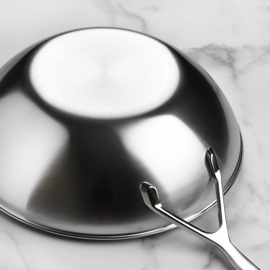 Demeyere 5-Plus Wok - Stainless Steel Flat Bottom Stir Fry Pan
