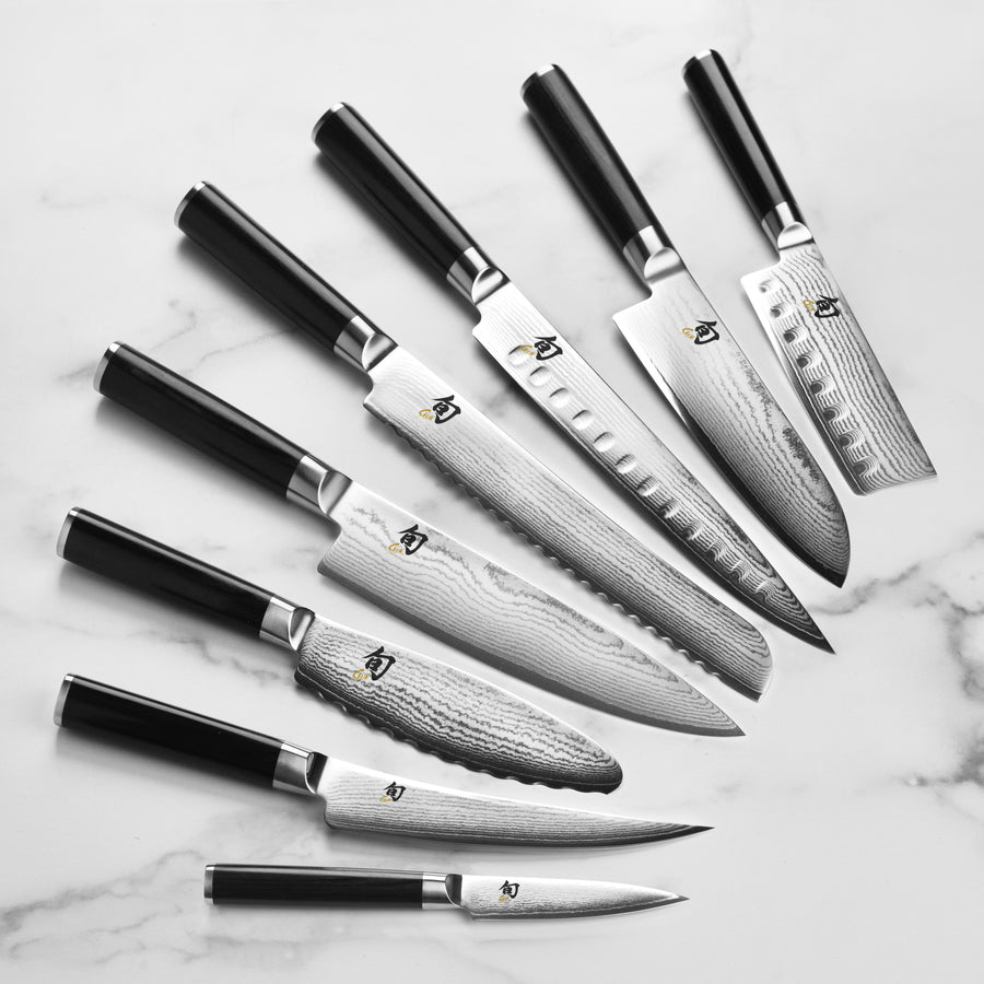 White and Silver Knife Set 15 Piece Kitchen Knife Set with Block