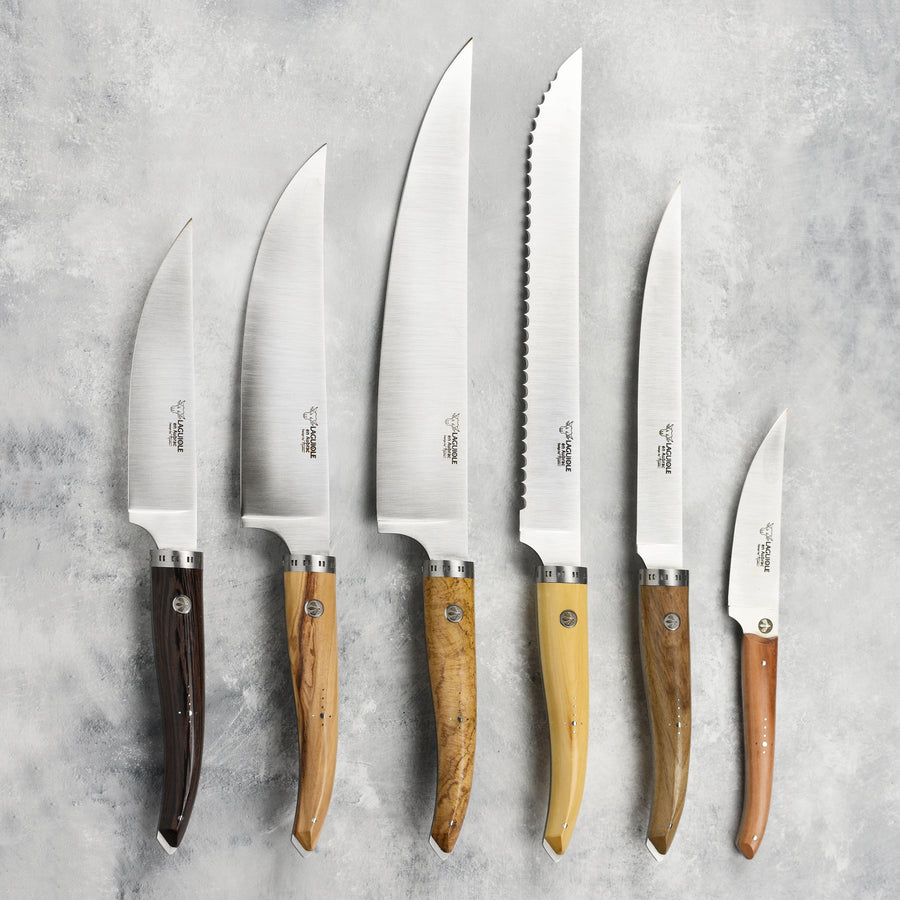 Laguiole en Aubrac 6 Piece Knife Set with Mixed Wood Handles