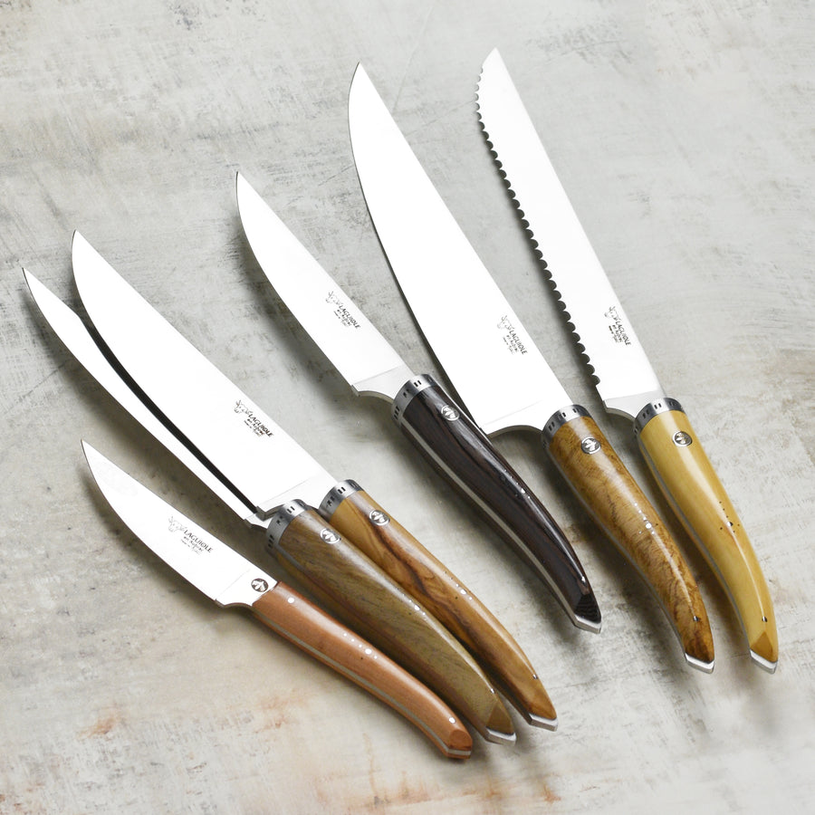 Laguiole en Aubrac 6 Piece Knife Set with Mixed Wood Handles