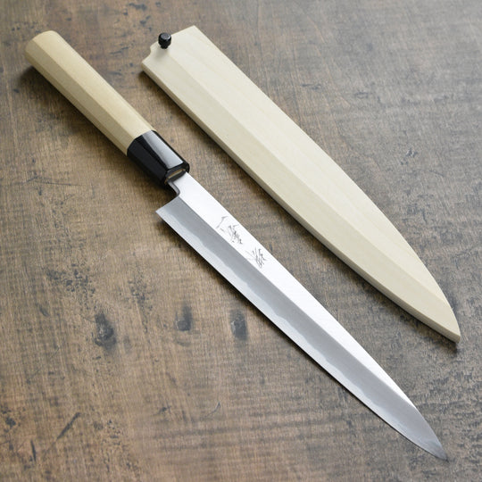 Ittetsu x Tanaka Shirogami #2 9.4" Hon-Kasumi Single Bevel Yanagiba with Saya